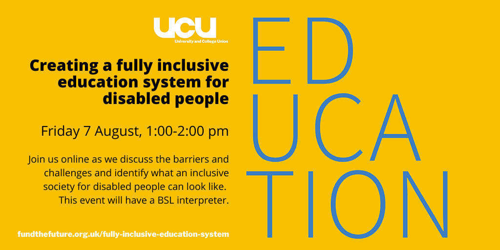 Creating a fully inclusive education system for disabled people: 7 August 2020, 1-2pm