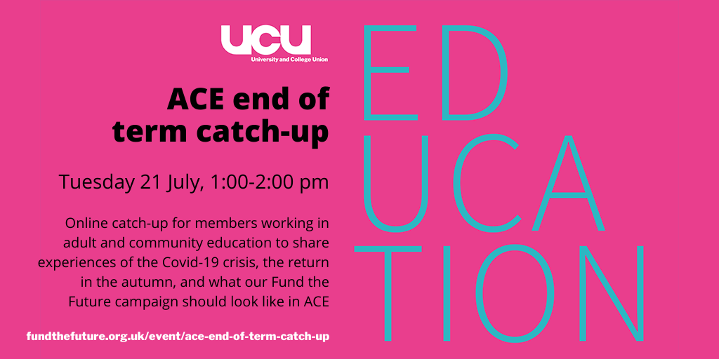 ACE end of term catch-up - Tuesday 21 July, 1:00-2:00 pm