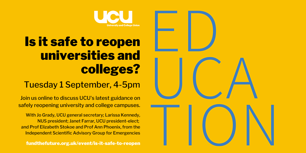 Is it safe to reopen universities and colleges? : Tuesday 1 September, 4-5pm