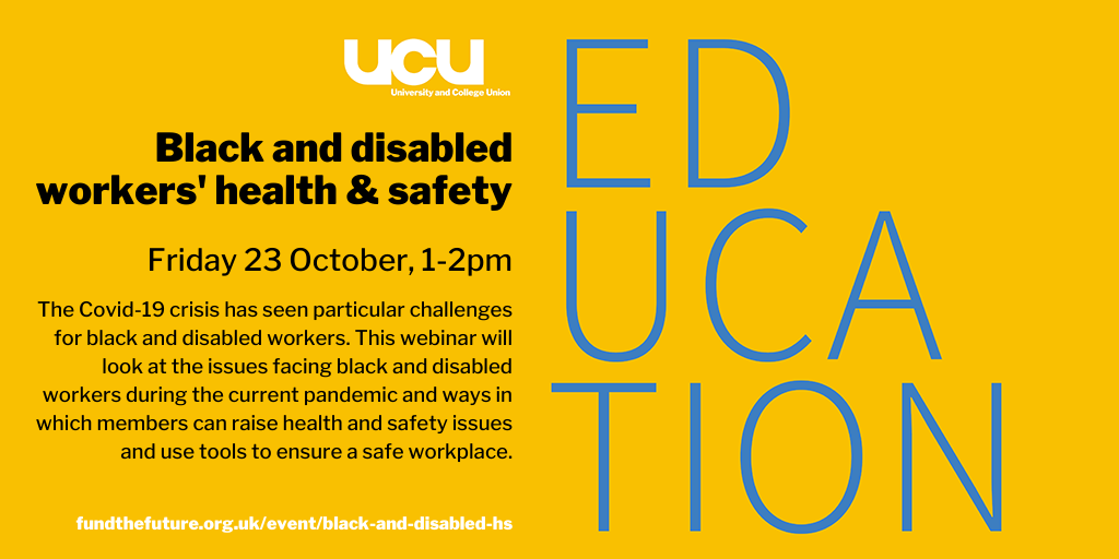 Black and disabled workers' health & safety, 1-2pm, Friday 23 October 2020